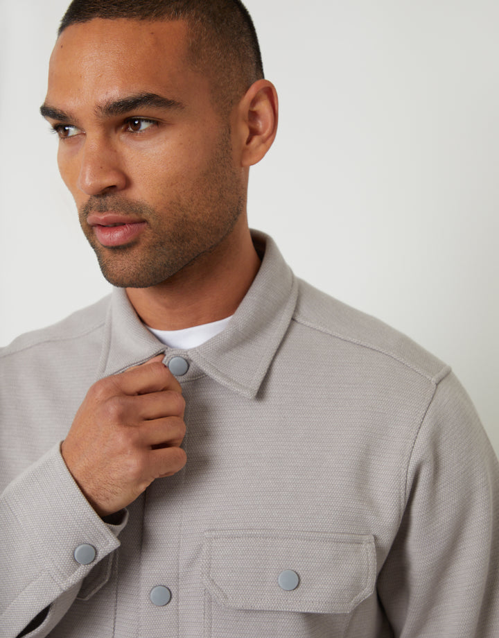 Pique Shacket in Grey