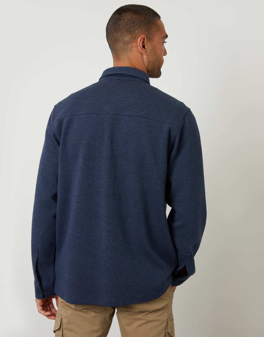Pique Shacket in Navy