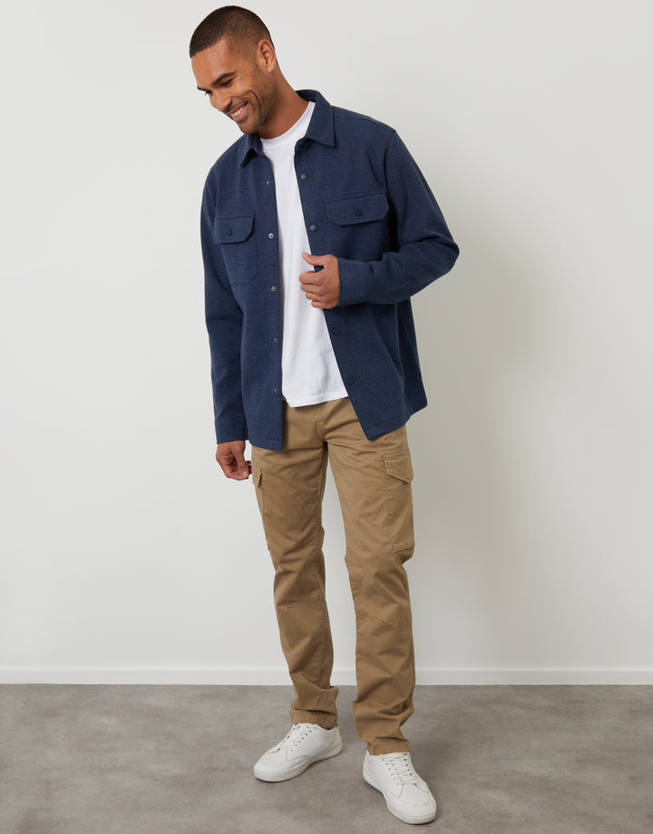 Pique Shacket in Navy