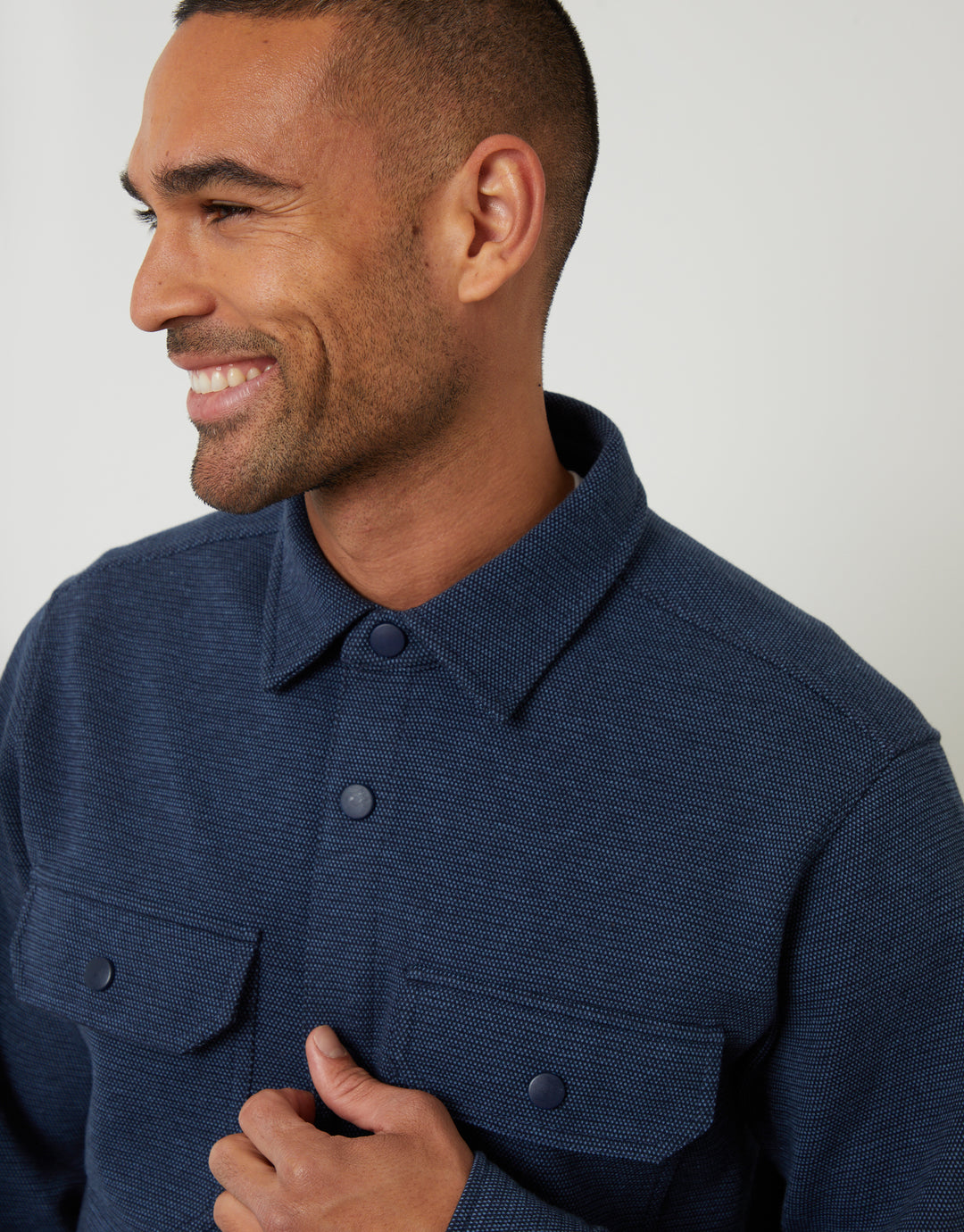 Pique Shacket in Navy