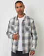 Ecru Check Waffle Textured Shacket