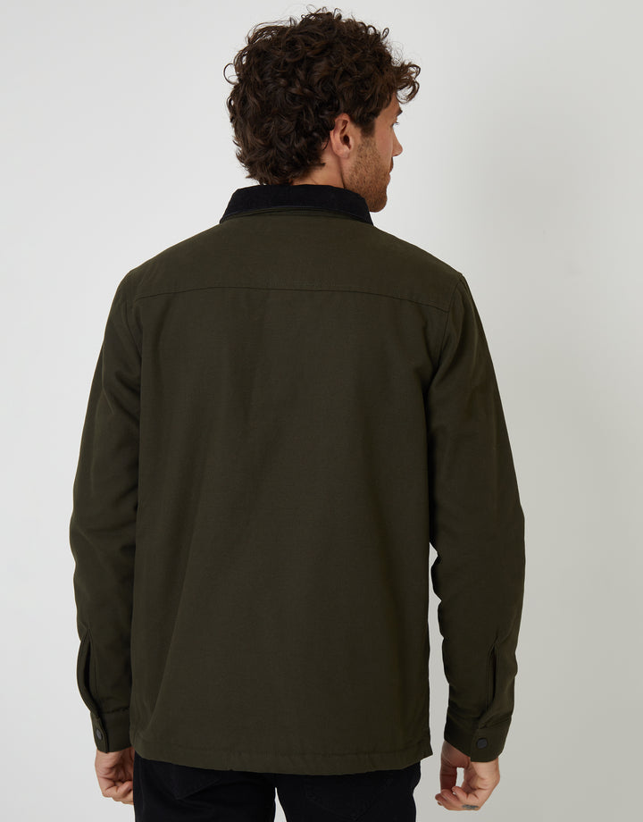 Forest Green Borg Lined Shacket