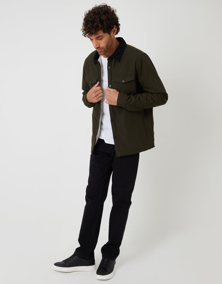 Forest Green Borg Lined Shacket