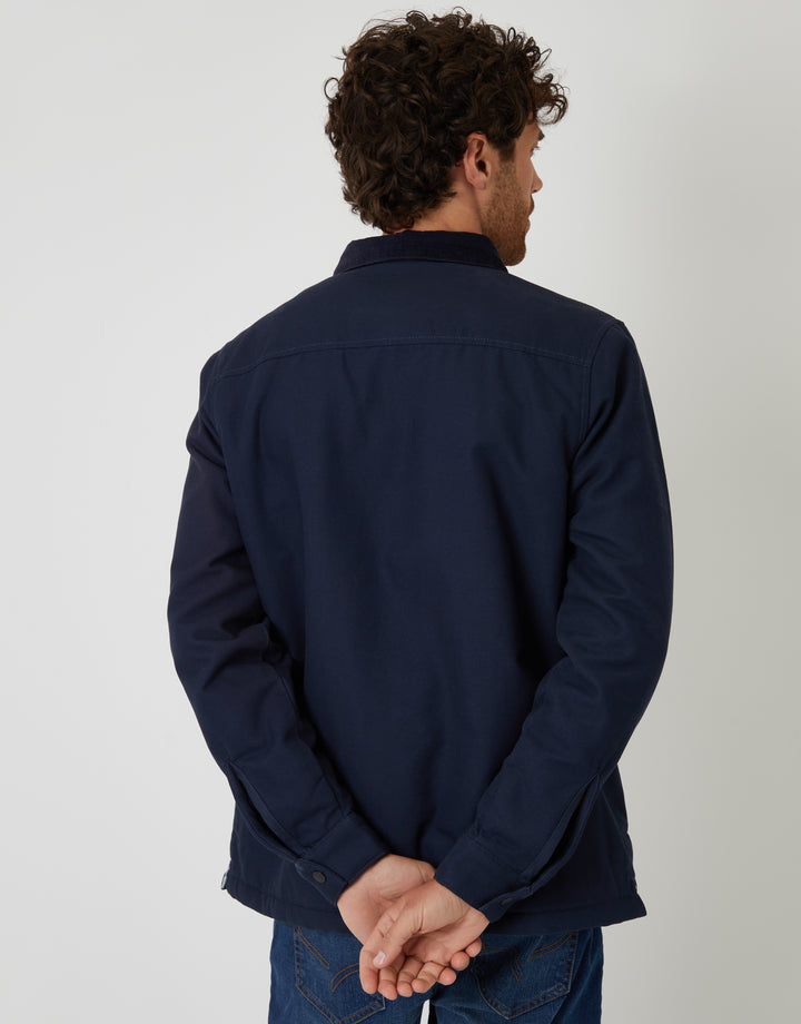 Navy Borg Lined Shacket