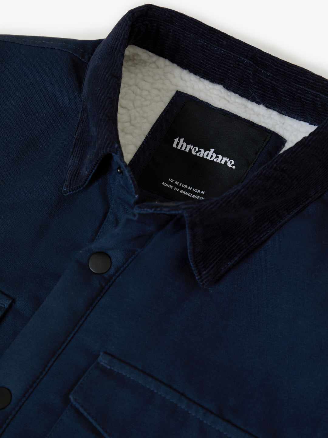 Navy Borg Lined Shacket