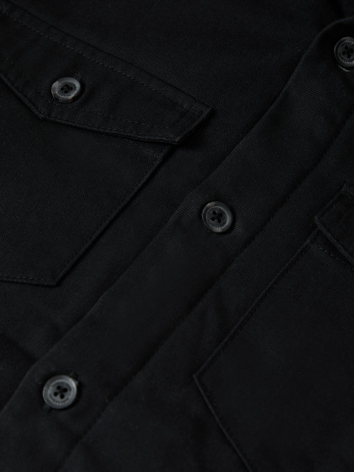 Black Quilted Shacket with Borg Lined Hood