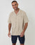 Relaxed Fit Linen Blend Short Sleeve Shirt in Stone