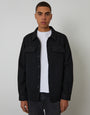 Black Waffle Textured Straight Hem Shacket