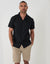 Linen Cotton Blend Short Sleeve Shirt in Black