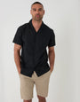 Threadbare Blend Short Sleeve Shirt in Balck - Front View