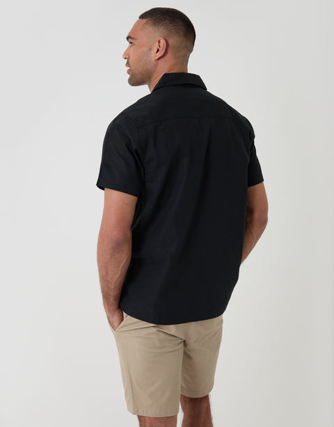 Threadbare Blend Short Sleeve Shirt in Balck - Back View