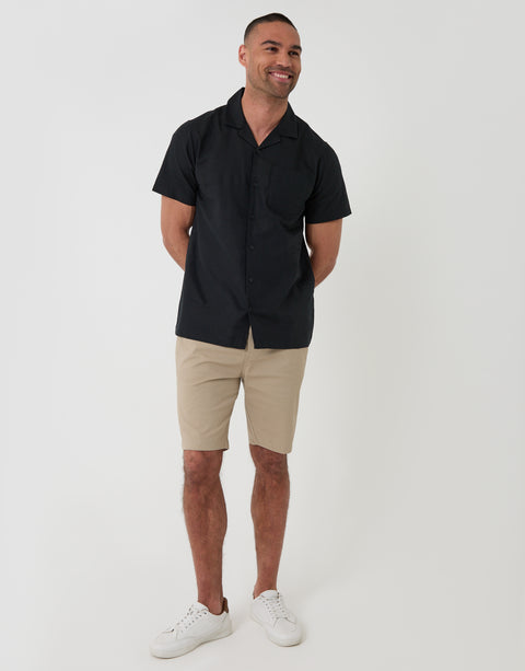 Threadbare Blend Short Sleeve Shirt in Balck - Full View