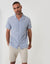 Linen Cotton Blend Short Sleeve Shirt in Denim Blue