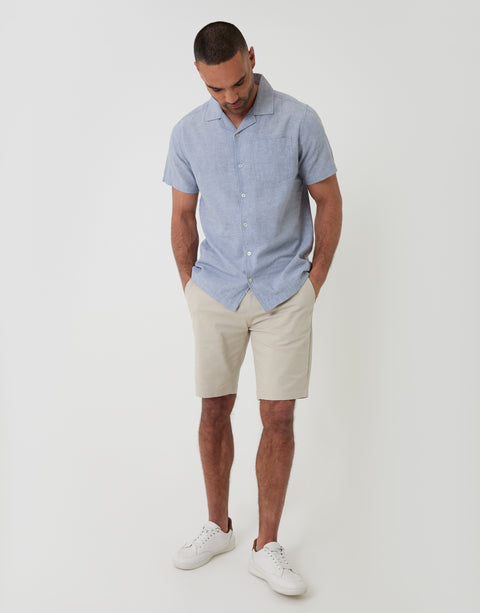 Threadbare Short Sleeve Shirt in Denim Blue - Full View