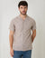 Taupe Linen Cotton Blend Short Sleeve Shirt