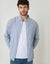 Blue Stripe Linen Cotton Blend Long Sleeve Shirt