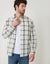Cotton Long Sleeve Shirt in Stone Check