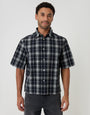 Threadbare Boxy Fit Short Sleeve Shirt in Black Check - front view