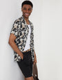 Threadbare Abstract Print Relaxed Fit Short Sleeve Shirt in Black - side view