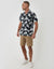 Citrus Print Cotton Poplin Short Sleeve Shirt in Black