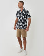 Threadbare Cotton Poplin Short Sleeve Shirt in Black Citrus Print - full body