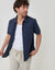 Textured Cotton Short Sleeve Shirt in Navy