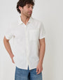 Threadbare Textured Cotton Short Sleeve Shirt in Ecru - front view