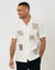 Patch Embroidered Cotton Poplin Short Sleeve Shirt in Ecru