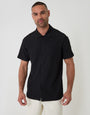 Threadbare Plisse Rib Short Sleeve Shirt in Black - front view