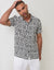 Black Geometric Sun Print Short Sleeve Shirt
