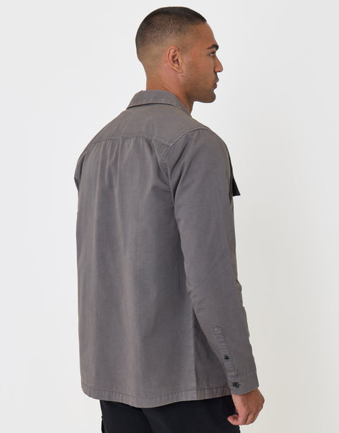 Threadbare Cotton Patch Pocket Shacket in Slate Grey - back view