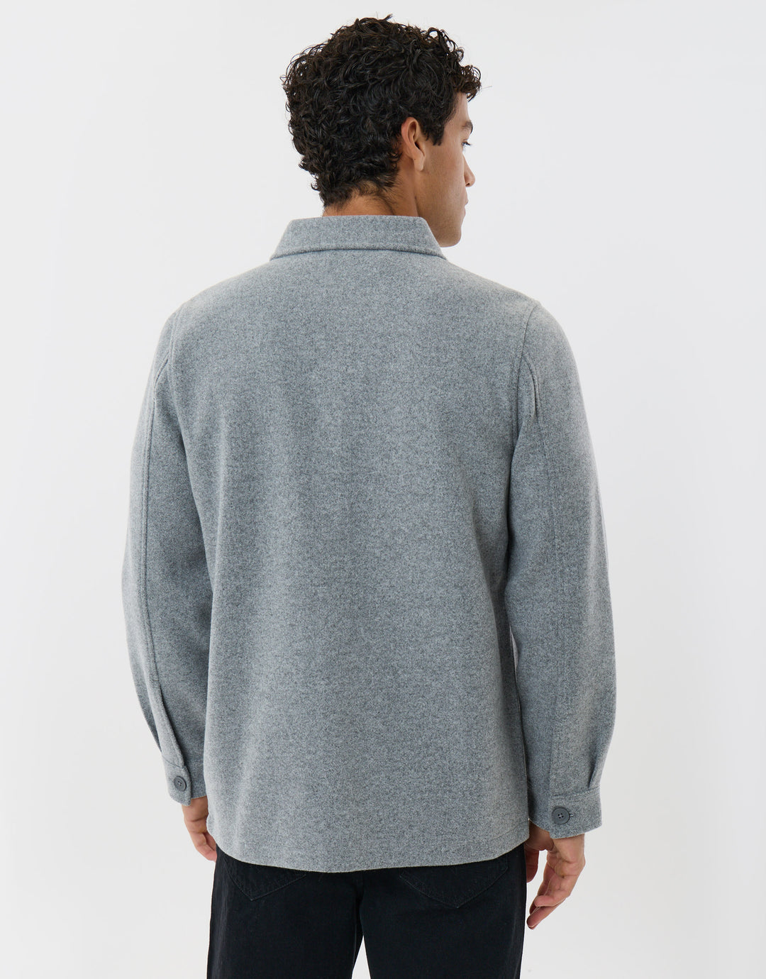 Long Sleeve Button Up Shacket in Grey Marl