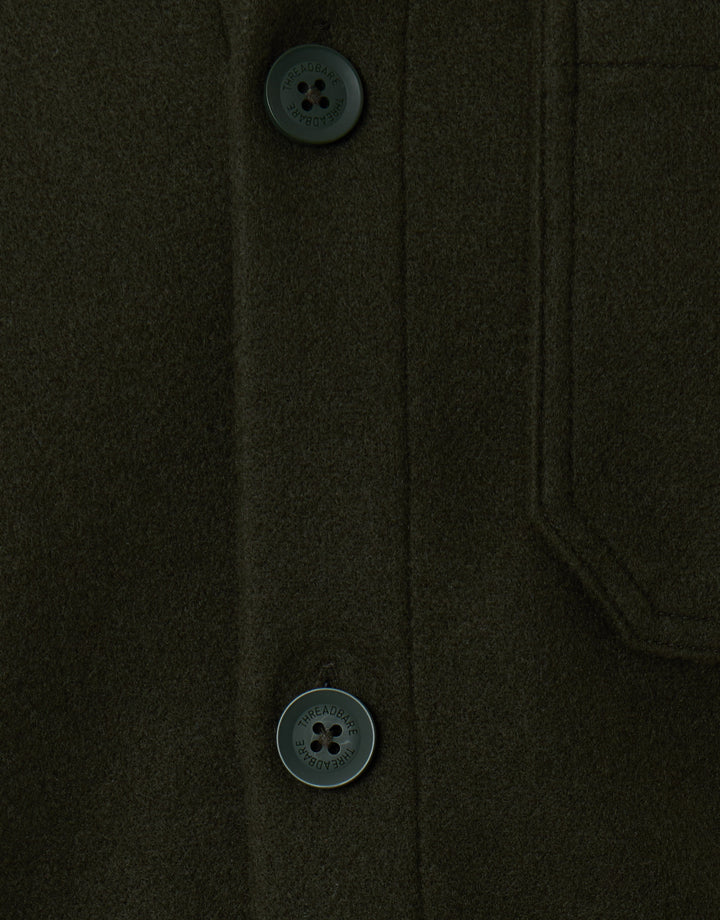 Long Sleeve Button Up Shacket in Forest Green