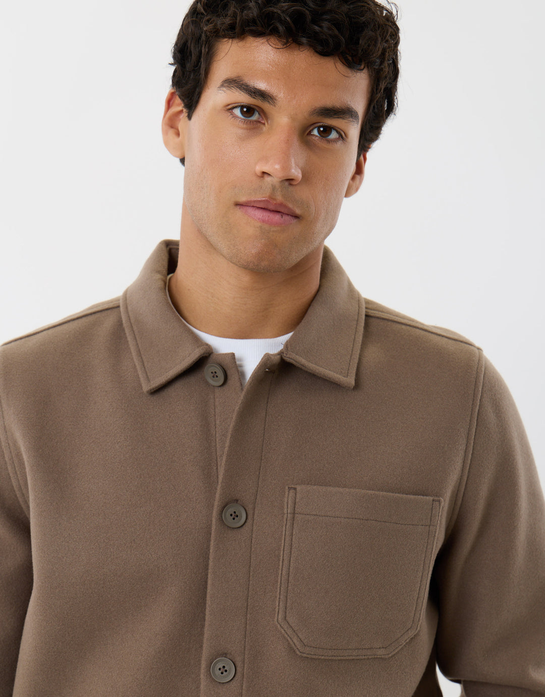 Long Sleeve Button Up Shacket in Mushroom Brown