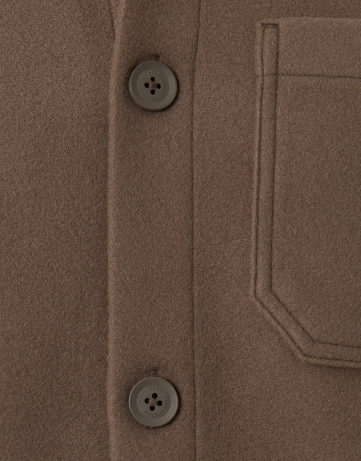 Long Sleeve Button Up Shacket in Mushroom Brown