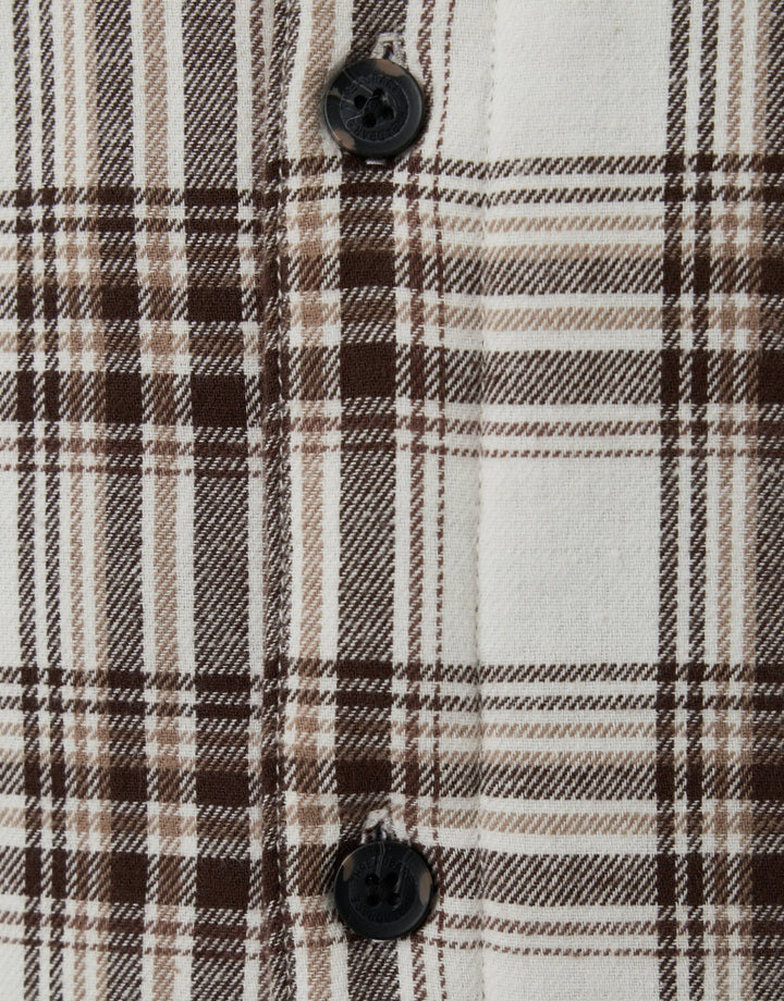 Hooded Quilted Shacket  in Ecru Check