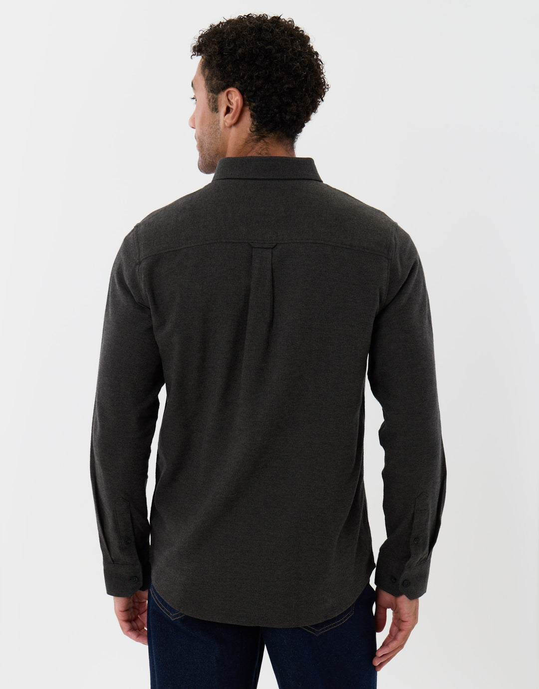 Regular Fit Textured Cotton Shirt in Khaki
