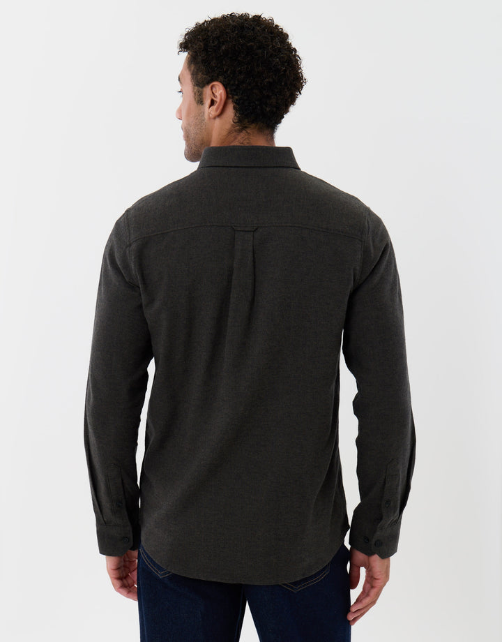 Regular Fit Textured Cotton Shirt in Khaki