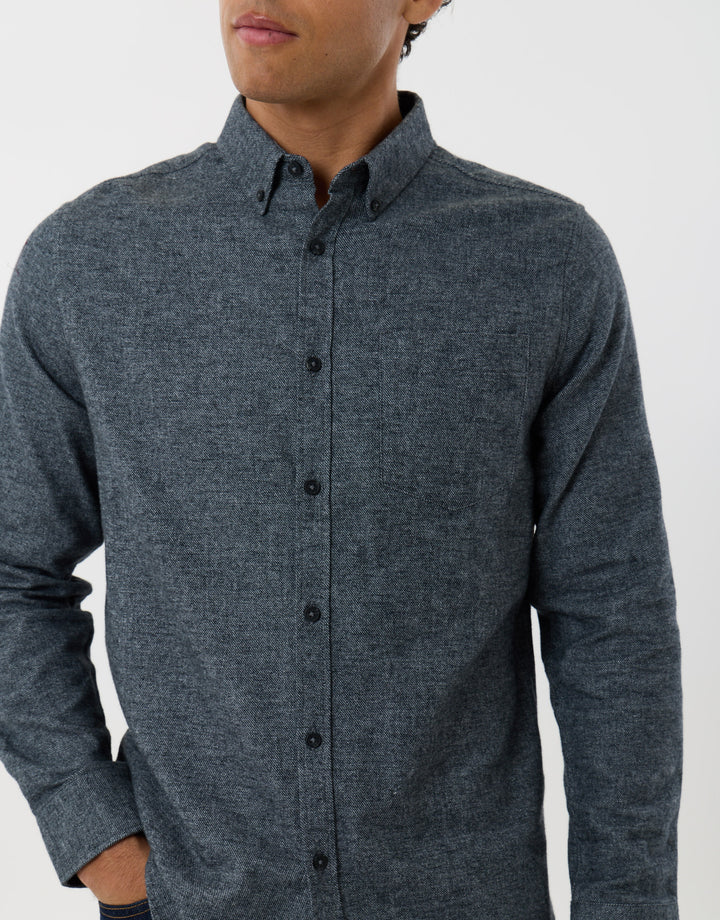Regular Fit Textured Cotton Shirt in Navy