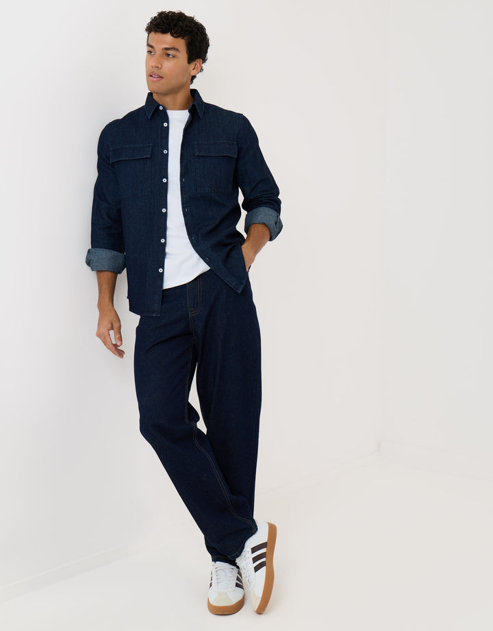 Regular Fit Denim Shirt in Rinse Wash