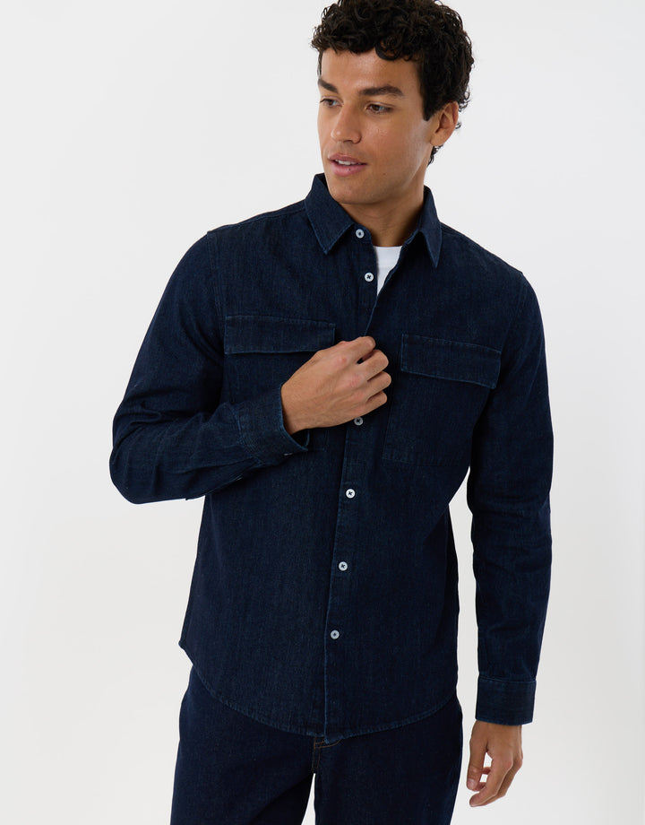Regular Fit Denim Shirt in Rinse Wash