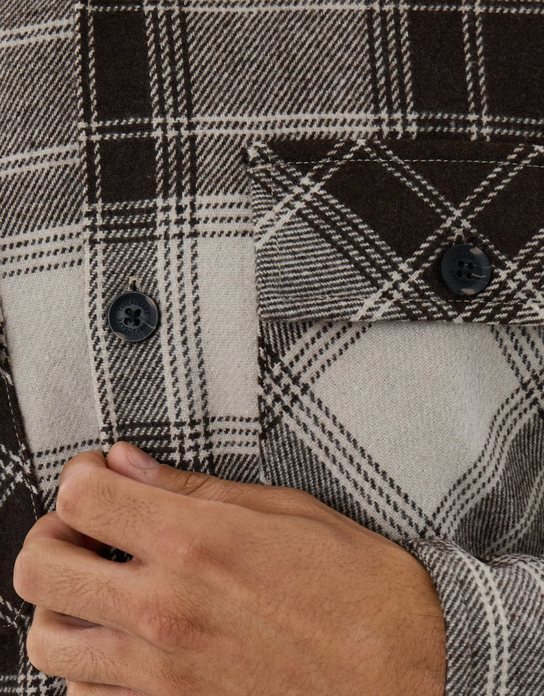 Lightweight Shacket with Pockets in Chocolate Brown Check