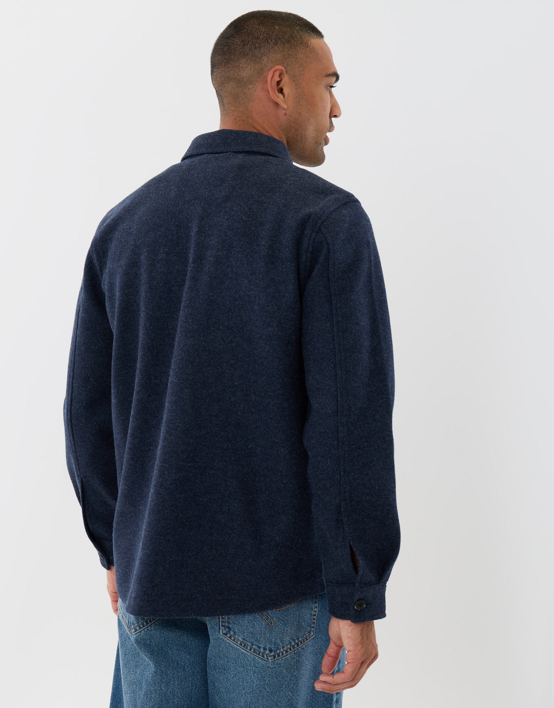 Patch Pocket Knitted Shacket in Navy