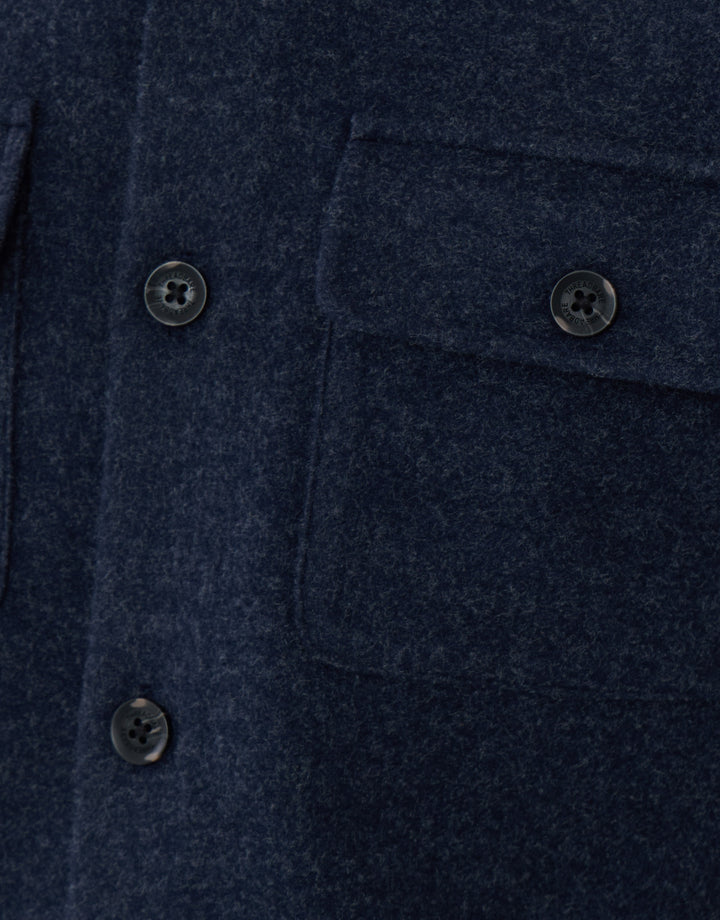 Patch Pocket Knitted Shacket in Navy