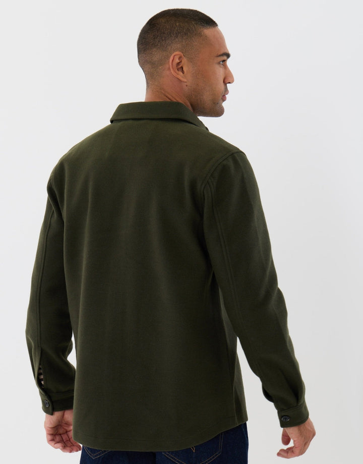Patch Pocket Knitted Shacket in Khaki