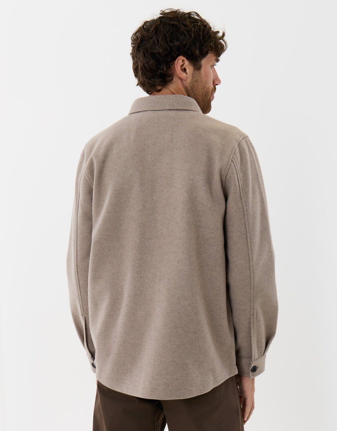 Patch Pocket Knitted Shacket in Beige