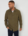 Khaki Green Brushed Flannel Cotton Long Sleeve Shirt