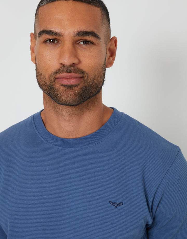 Denim Blue Check Textured Short Sleeve Pyjamas (2-Piece Set)