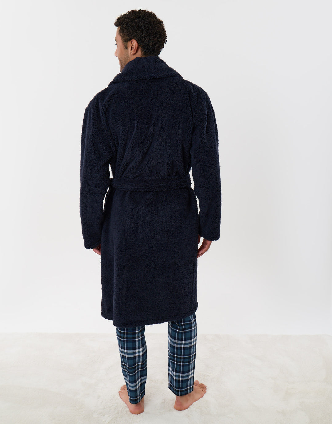 Fleece Dressing Gown in Navy
