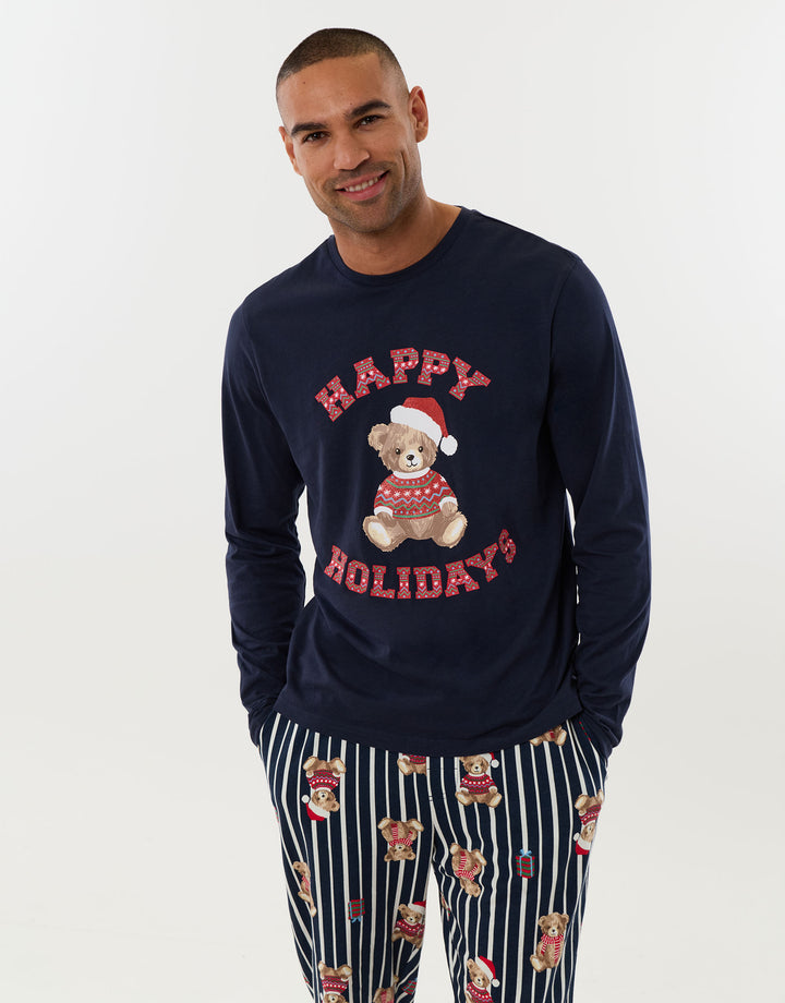 Teddy Bear Pyjama Set in Navy